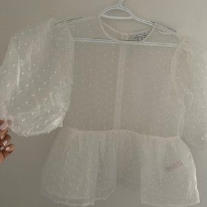 Topshop White Puff Sleeve Top